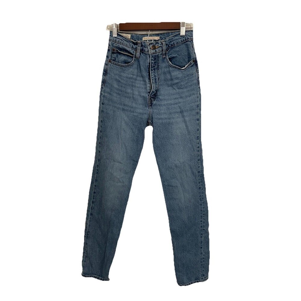 Levi's Premium Womens Size 27 70s High Rise Slim Straight Jeans Medium Wash Blue